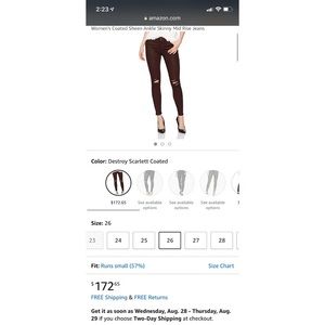 7 For All Mankind™  dark red size 26 coated jeans